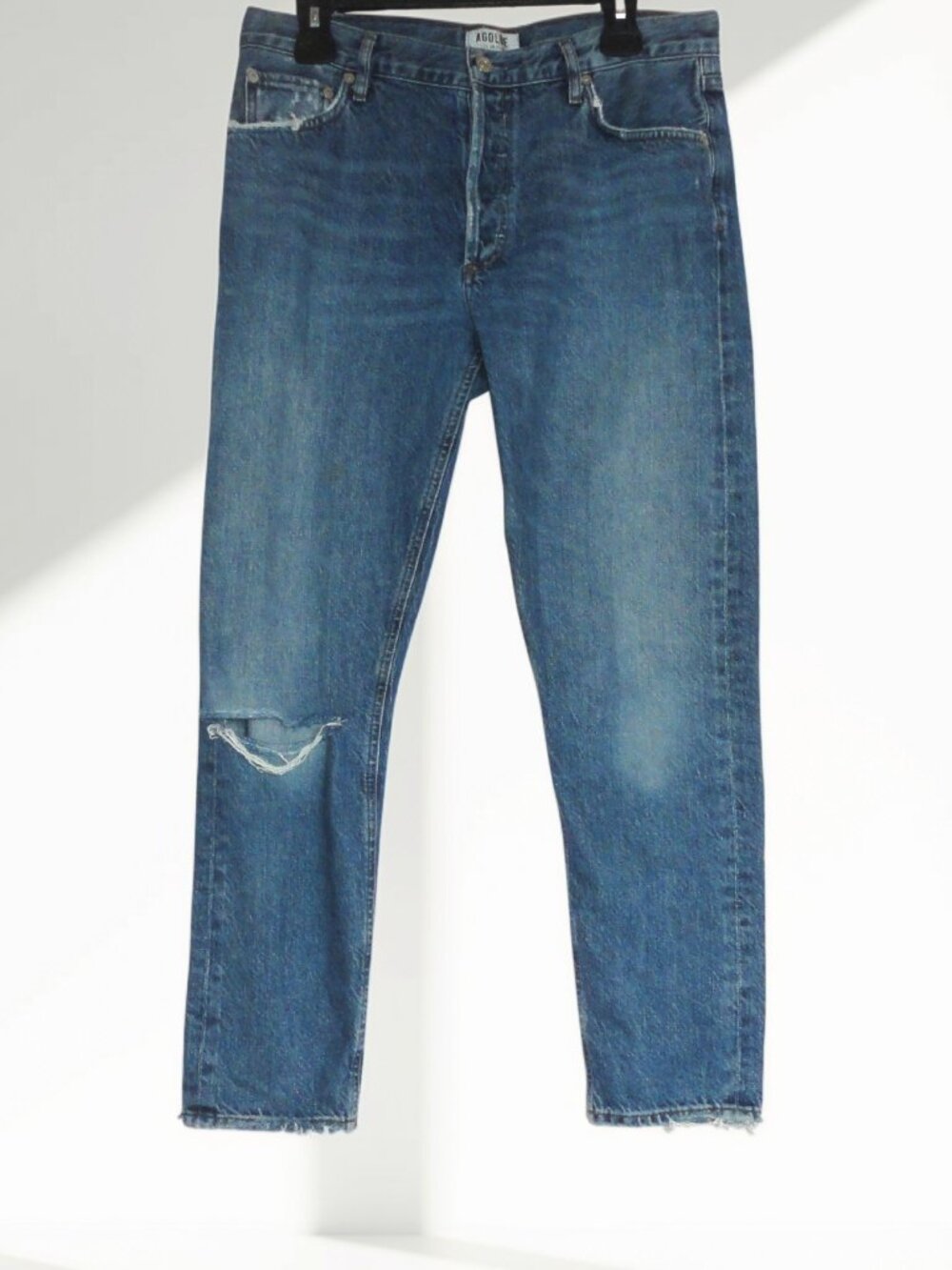 Agolde Premium 100% Organic Cotton (Size 30) Blue Distressed Denim Jamie Jeans